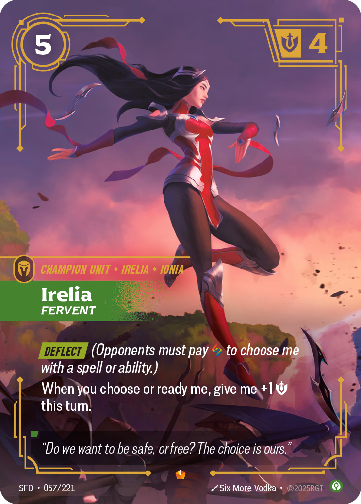 Irelia, Fervent SFD-057/221 Riftbound card