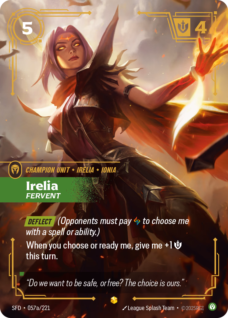 Irelia, Fervent SFD-057a/221 Riftbound card