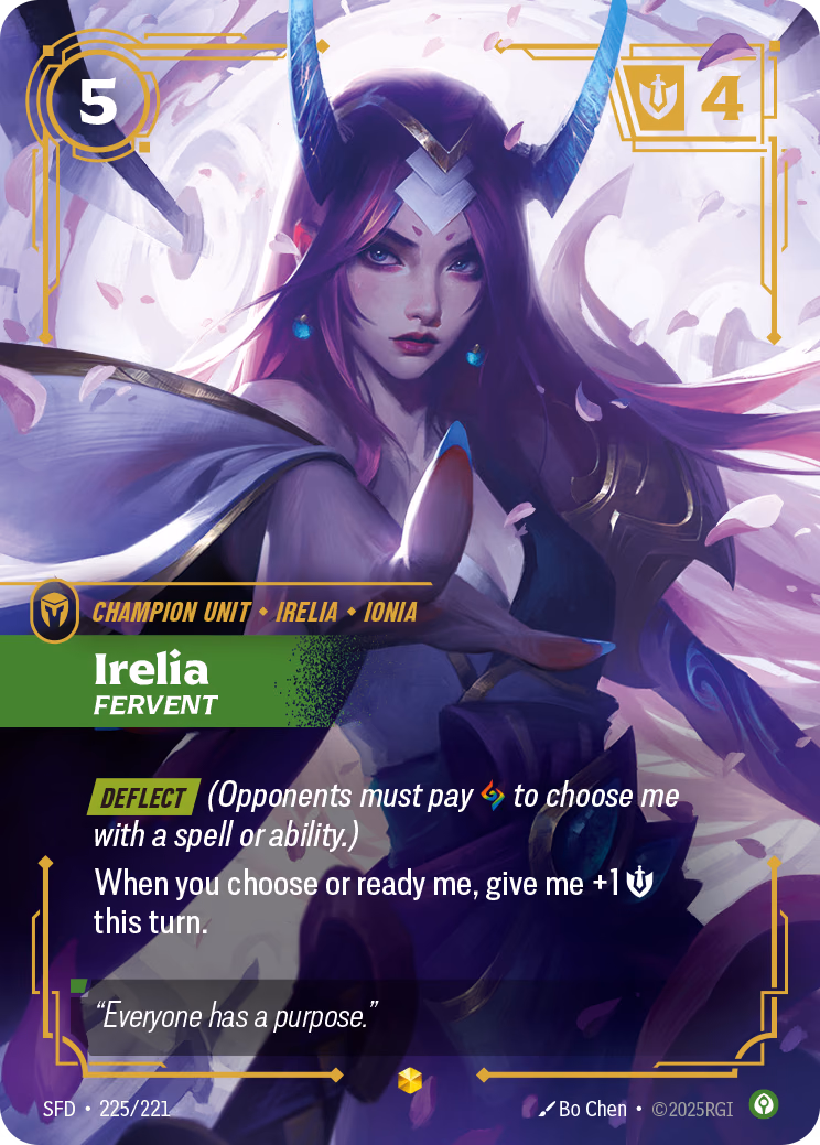 Irelia, Fervent SFD-225/221 Riftbound card