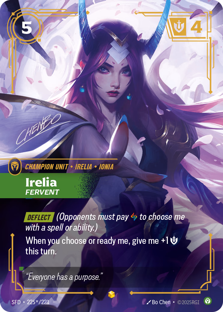 Irelia, Fervent SFD-225*/221 Riftbound card