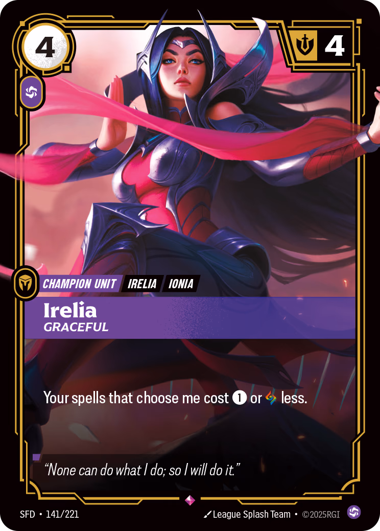 Irelia, Graceful SFD-141/221 Riftbound card