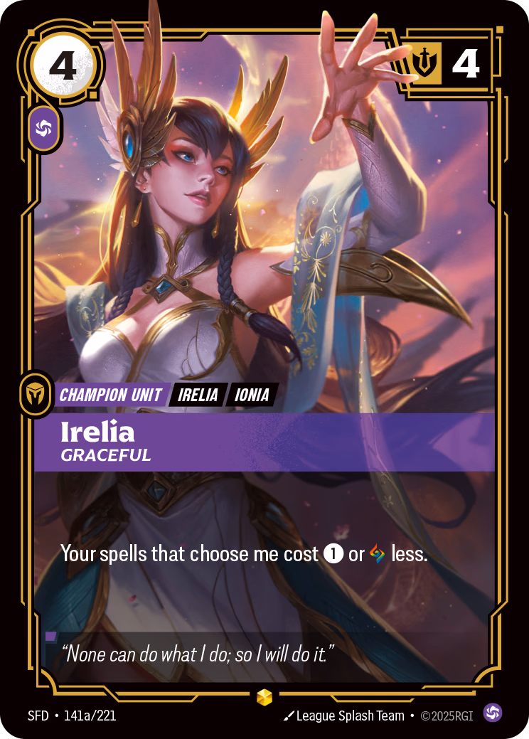 Irelia, Graceful SFD-141a/221 Riftbound card