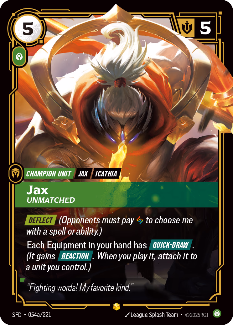 Jax, Unmatched SFD-054a/221 Riftbound card
