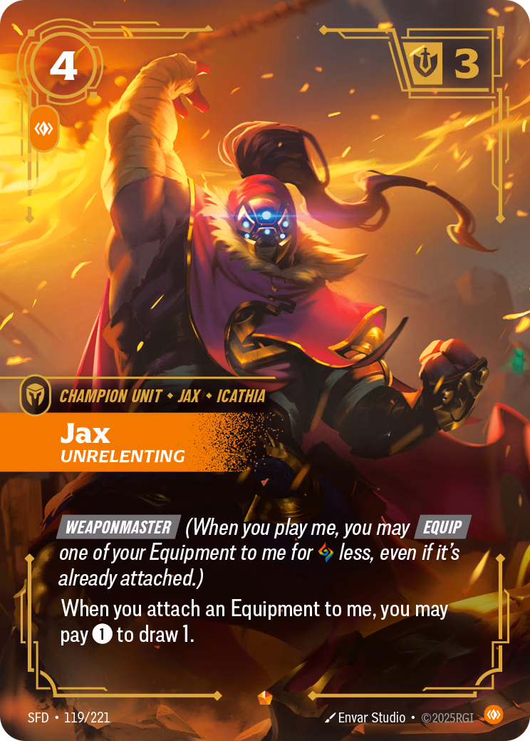 Jax, Unrelenting SFD-119/221 Riftbound card