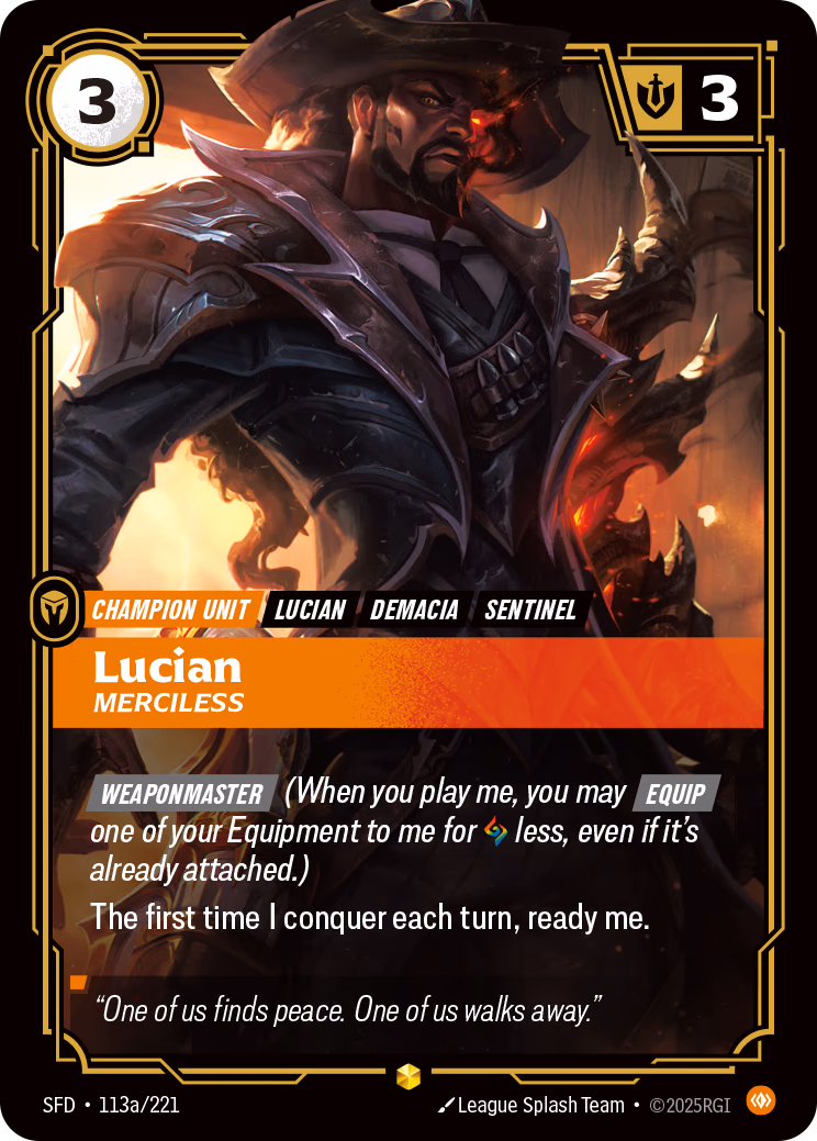 Lucian, Merciless SFD-113a/221 Riftbound card