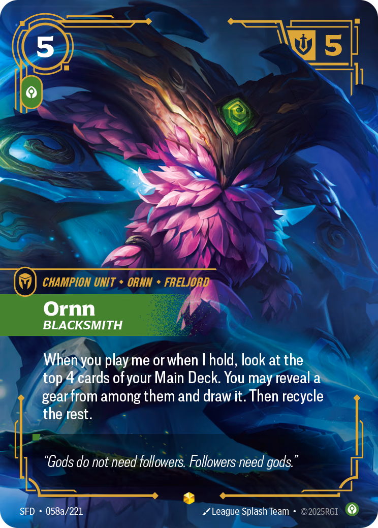 Ornn, Blacksmith SFD-058a/221 Riftbound card