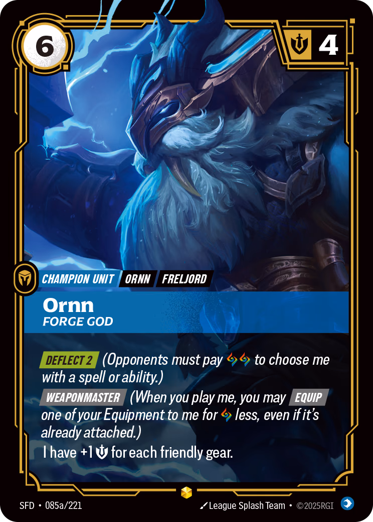 Ornn, Forge God SFD-085a/221 Riftbound card