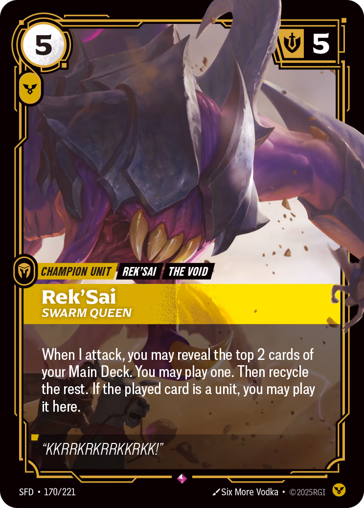 Rek'Sai, Swarm Queen SFD-170/221 Riftbound card