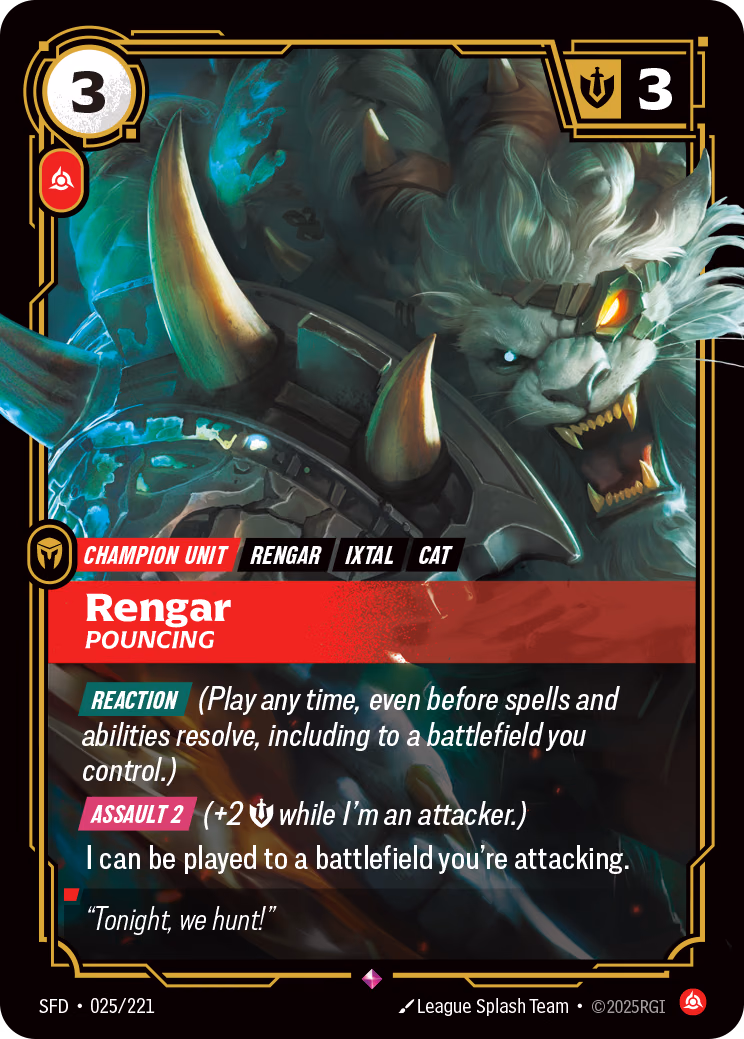 Rengar, Pouncing SFD-025/221 Riftbound card