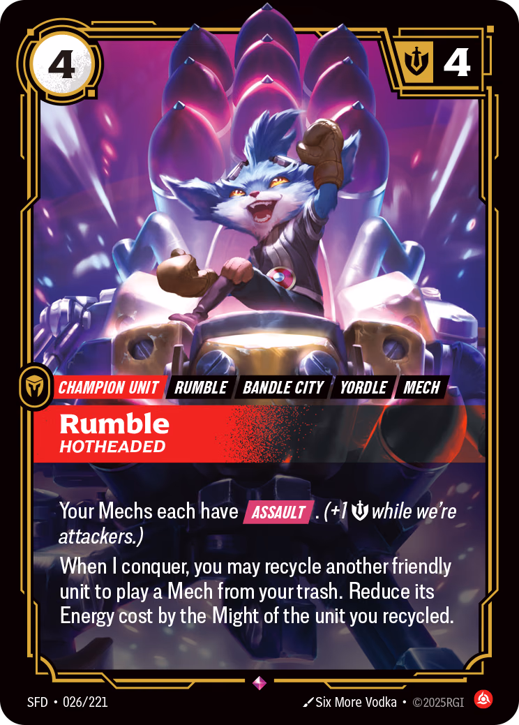 Rumble, Hotheaded SFD-026/221 Riftbound card