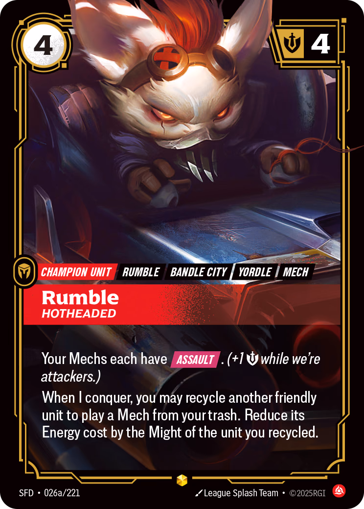 Rumble, Hotheaded SFD-026a/221 Riftbound card