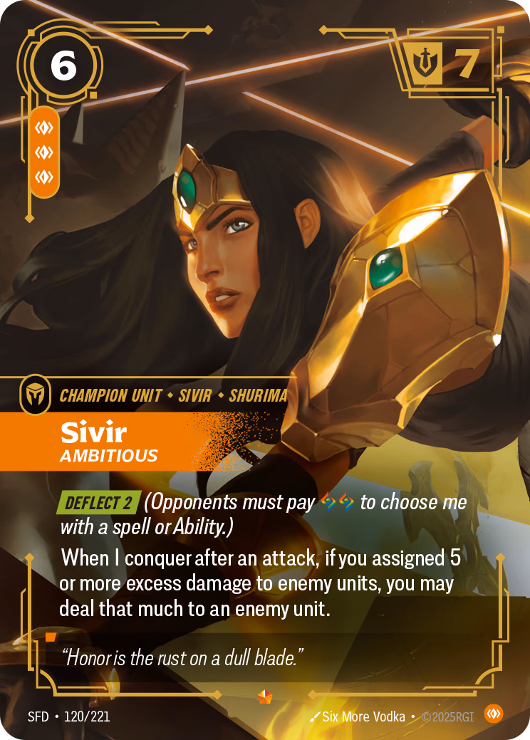 Sivir, Ambitious SFD-120/221 Riftbound card