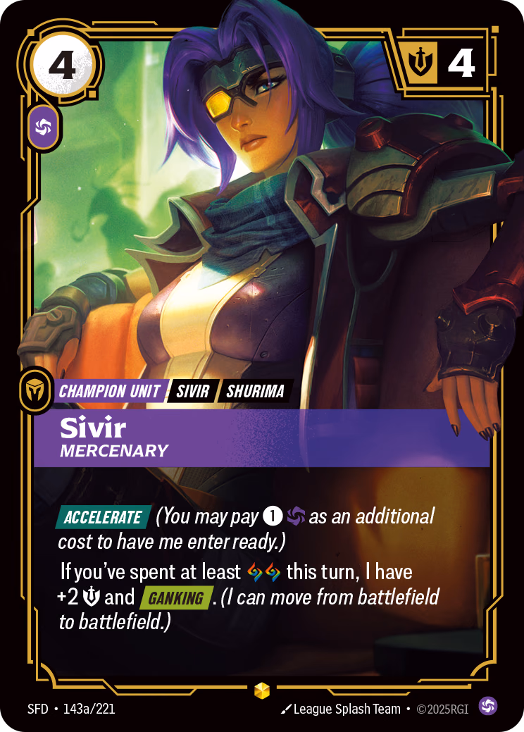 Sivir, Mercenary SFD-143a/221 Riftbound card