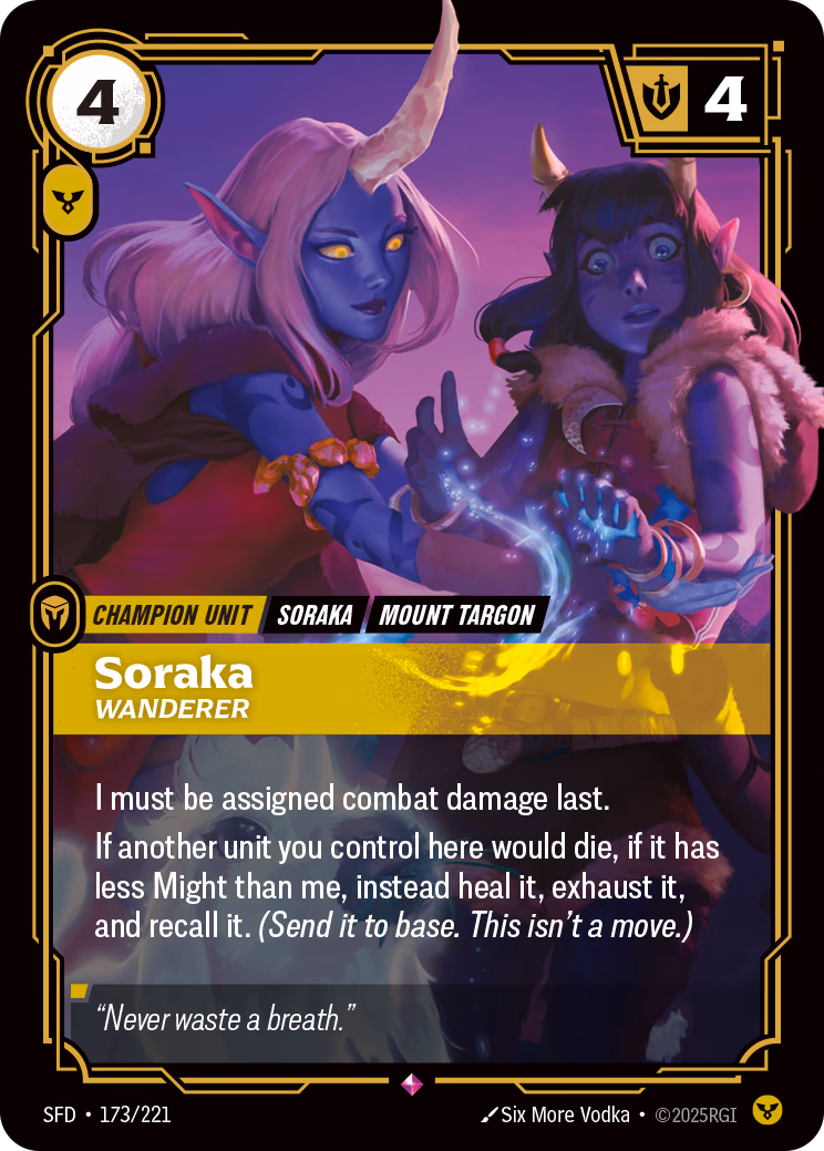Soraka SFD-173/221 Riftbound card