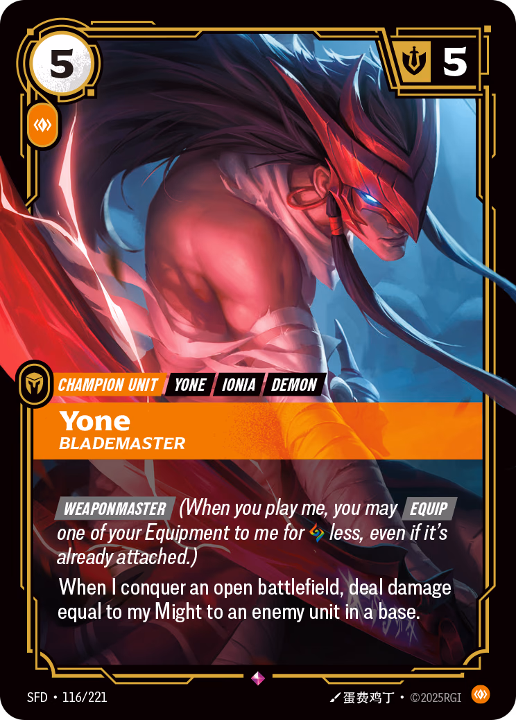 Yone, Blademaster SFD-116/221 Riftbound card