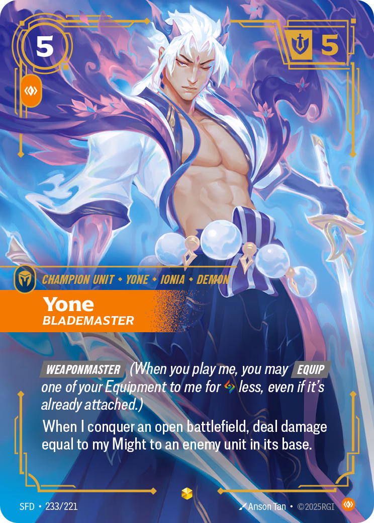 Yone, Blademaster SFD-233/221 Riftbound card