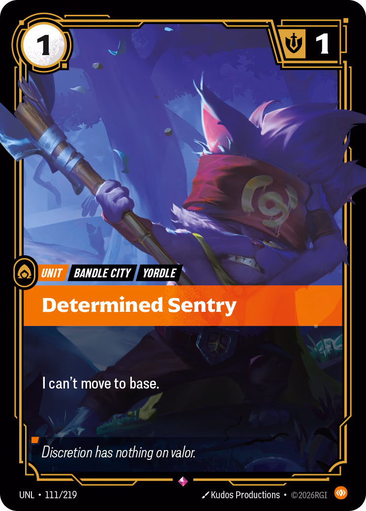 Determined Sentry UNL-111/219 Riftbound card