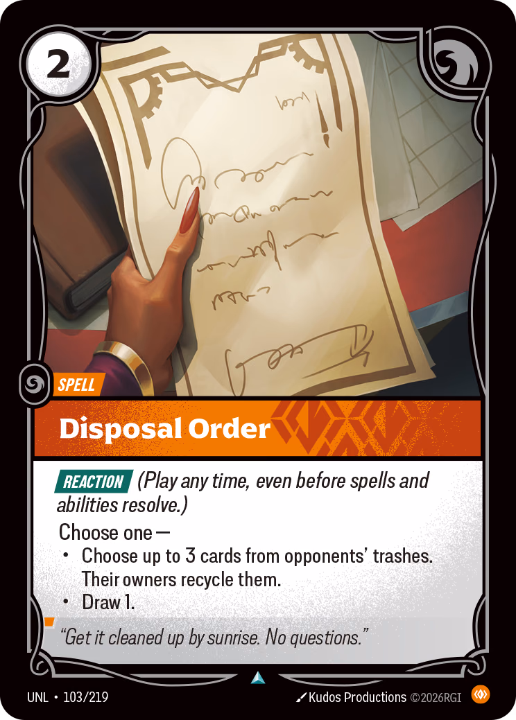 Disposal Order UNL-103/219 Riftbound card