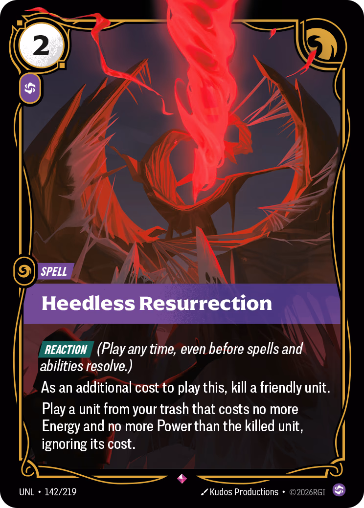 Heedless Resurrection UNL-142/219 Riftbound card