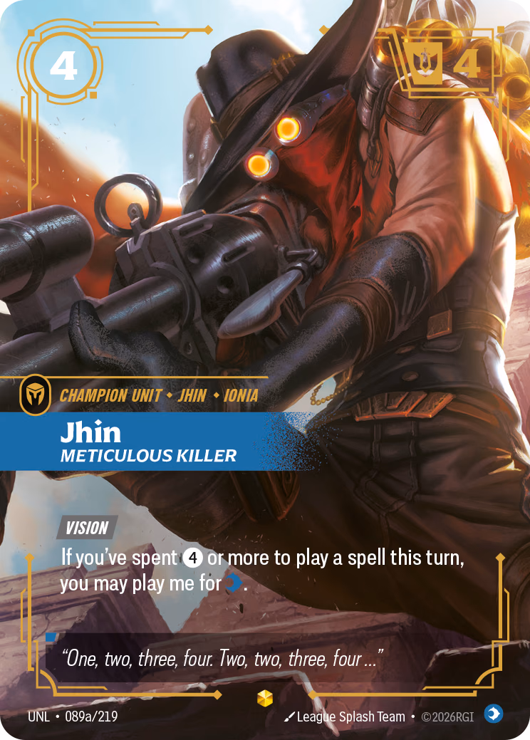 Jhin, Meticulous Killer UNL-089a/219 Riftbound card