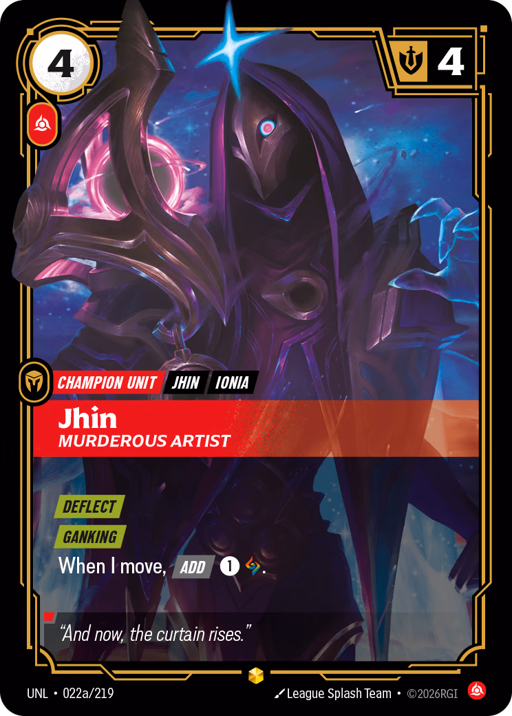Jhin, Murderous Artist UNL-022a/219 Riftbound card
