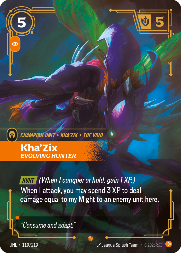 Kha'Zix, Evolving Hunter UNL-119/219 Riftbound card