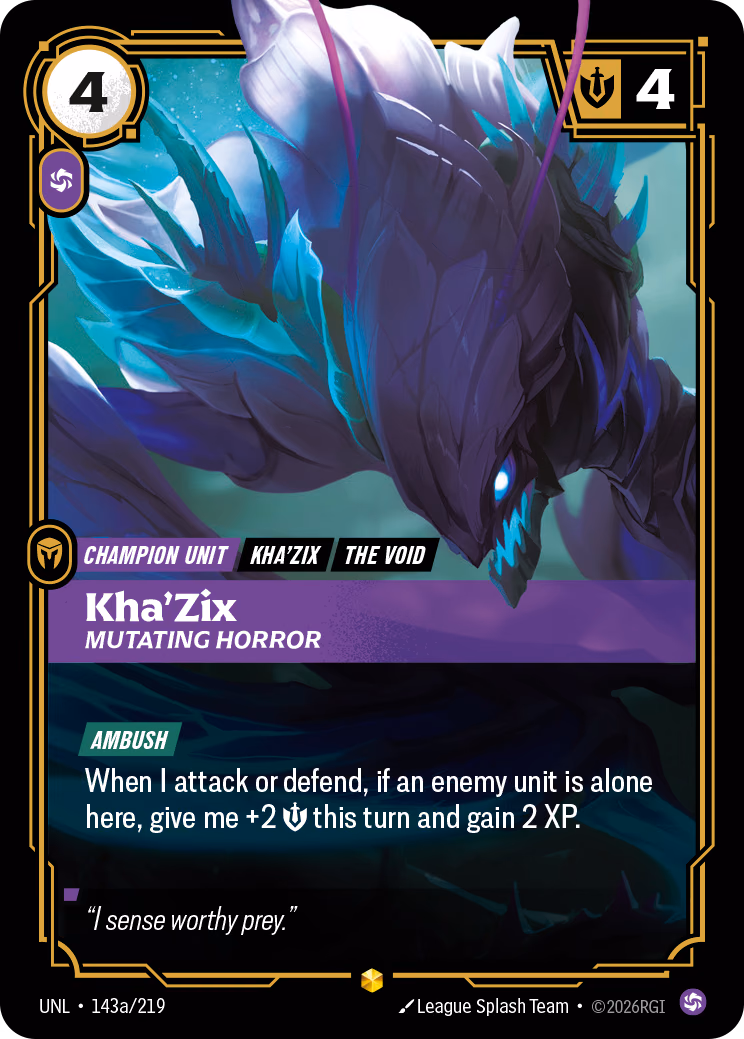 Kha'Zix, Mutating Horror UNL-143a/219 Riftbound card