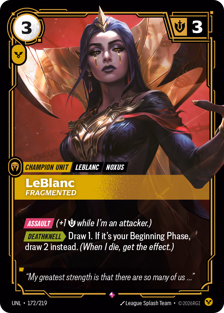 LeBlanc UNL-172/219 Riftbound card