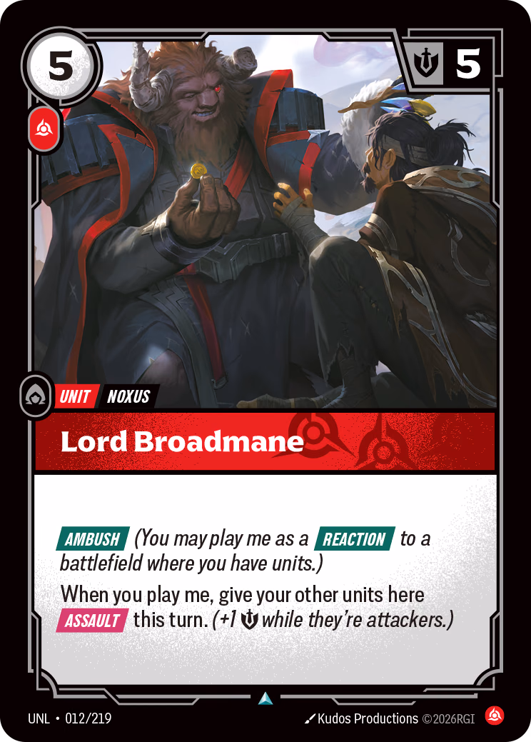 Lord Broadmane UNL-012/219 Riftbound card