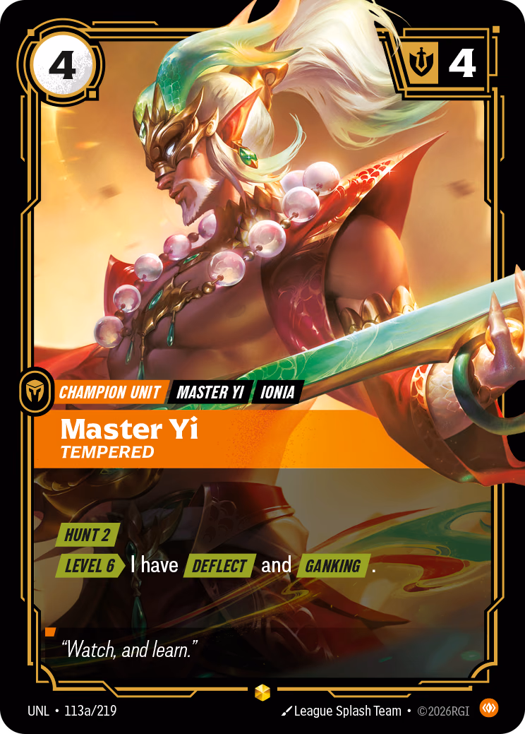 Master Yi, Tempered UNL-113a/219 Riftbound card