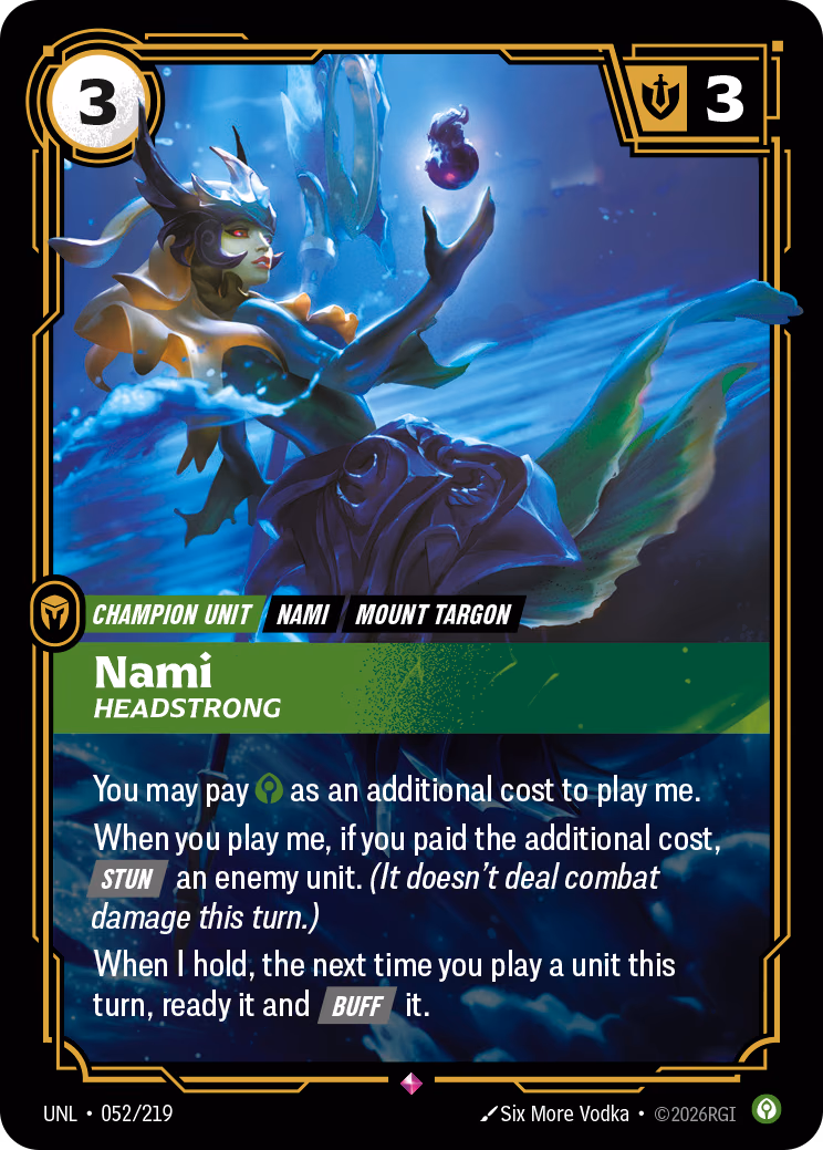 Nami, Headstrong UNL-052/219 Riftbound card