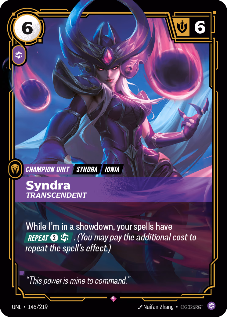 Syndra, Transcendent UNL-146/219 Riftbound card