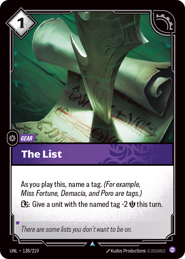 The List UNL-138/219 Riftbound card