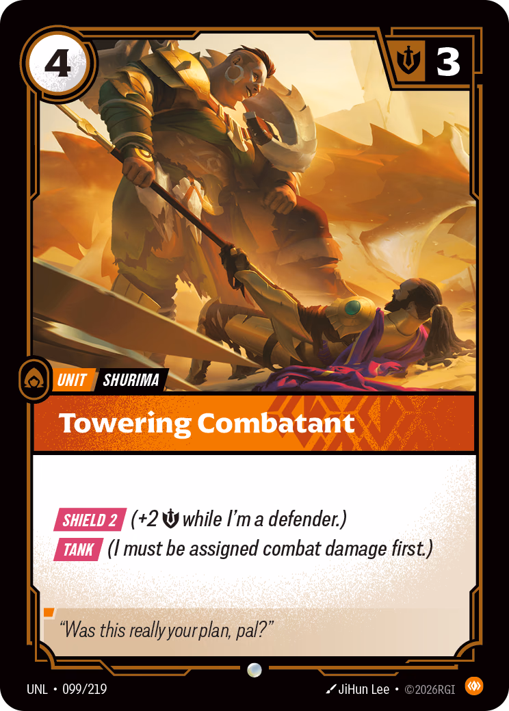 Towering Combatant UNL-099/219 Riftbound card