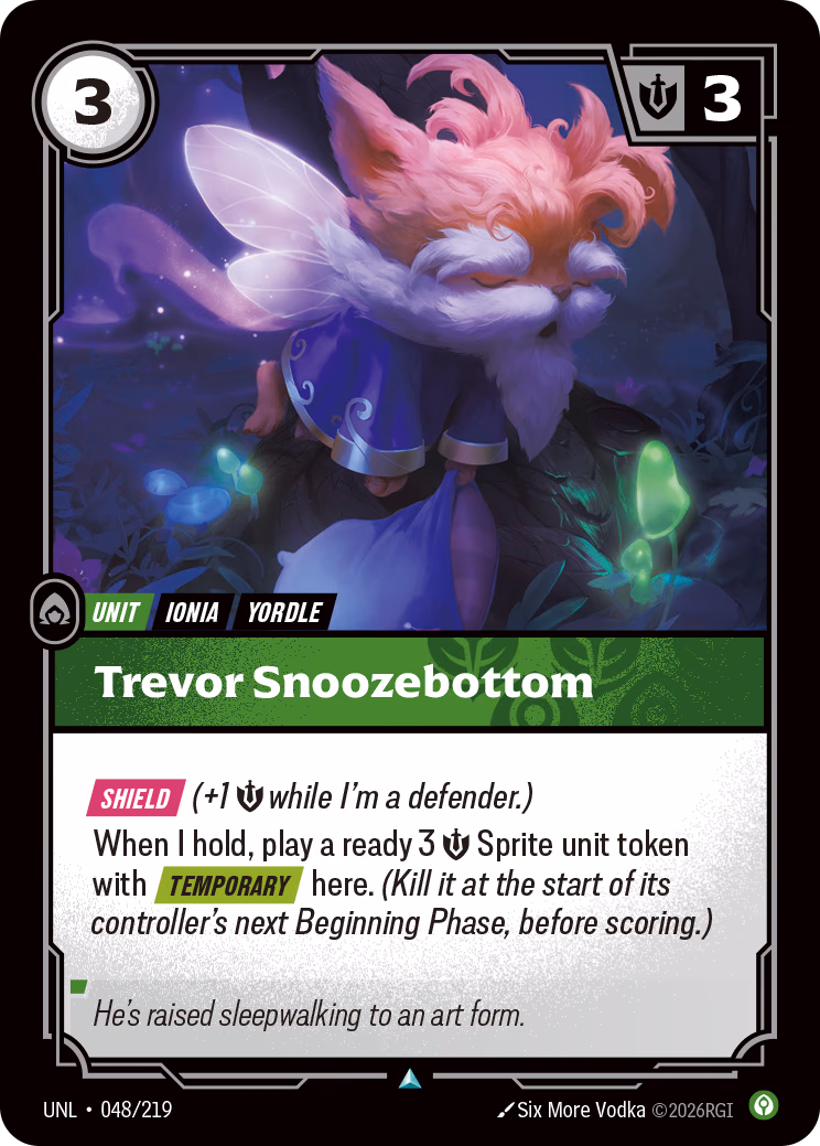 Trevor Snoozebottom UNL-048/219 Riftbound card