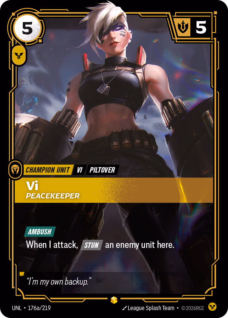 Vi, Peacekeeper UNL-176a/219 Riftbound card