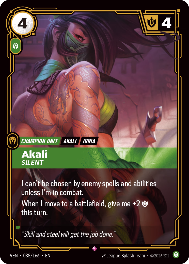 Akali, Silent VEN-038/166 Riftbound card