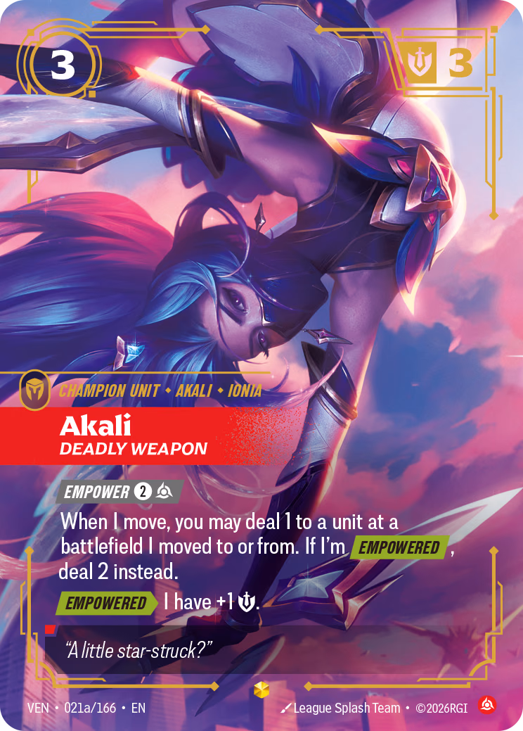 Akali VEN-021a/166 Riftbound card