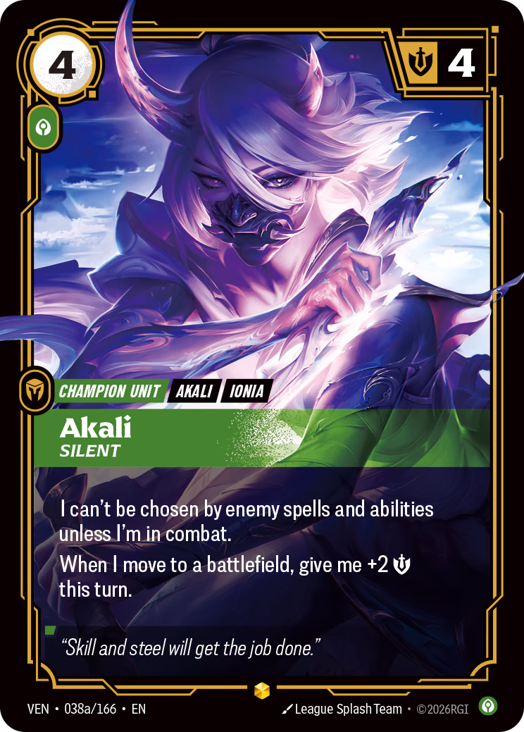 Akali VEN-038a/166 Riftbound card