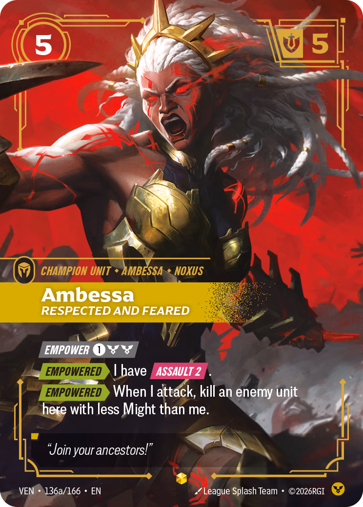 Ambessa, Respected and Feared VEN-136a/166 Riftbound card