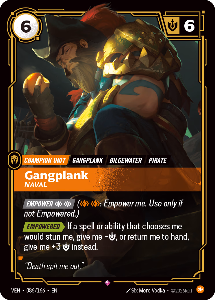 Gangplank, Naval VEN-086/166 Riftbound card