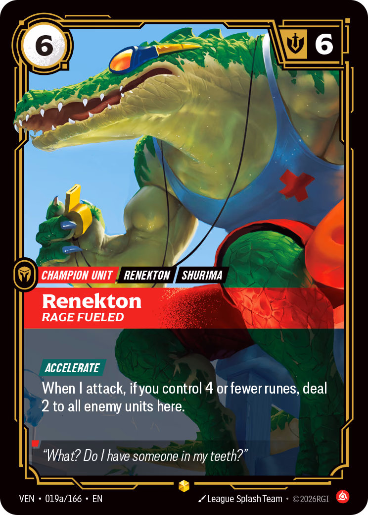 Renekton, Rage Fueled VEN-019a/166 Riftbound card