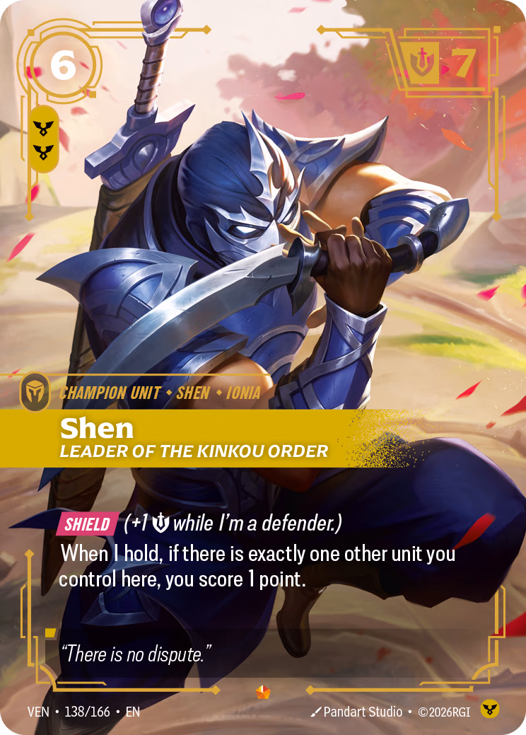 Shen, Leader of the Kinkou Order VEN-138/166 Riftbound card